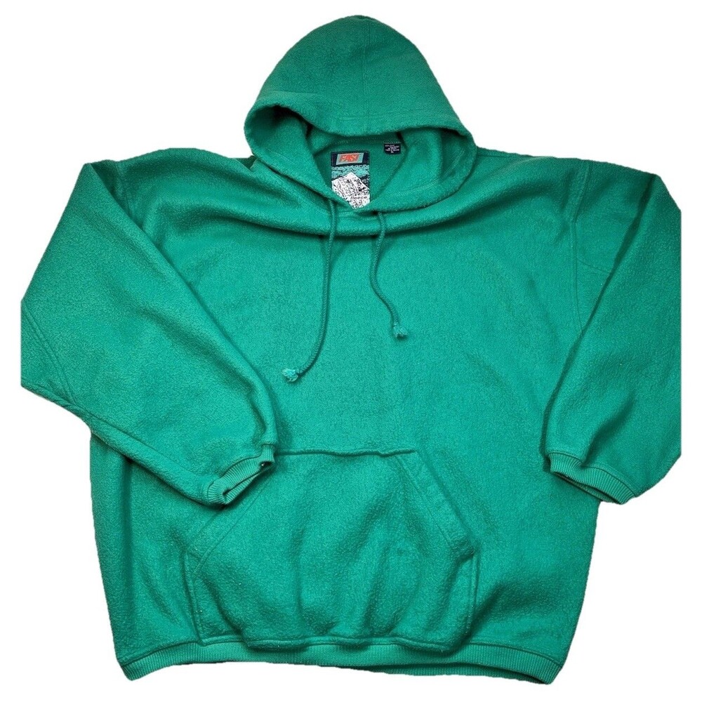VTG FAST Solar Fleece Pullover Hoodie Mens XL Green 90s Gorpcore Retro Soft